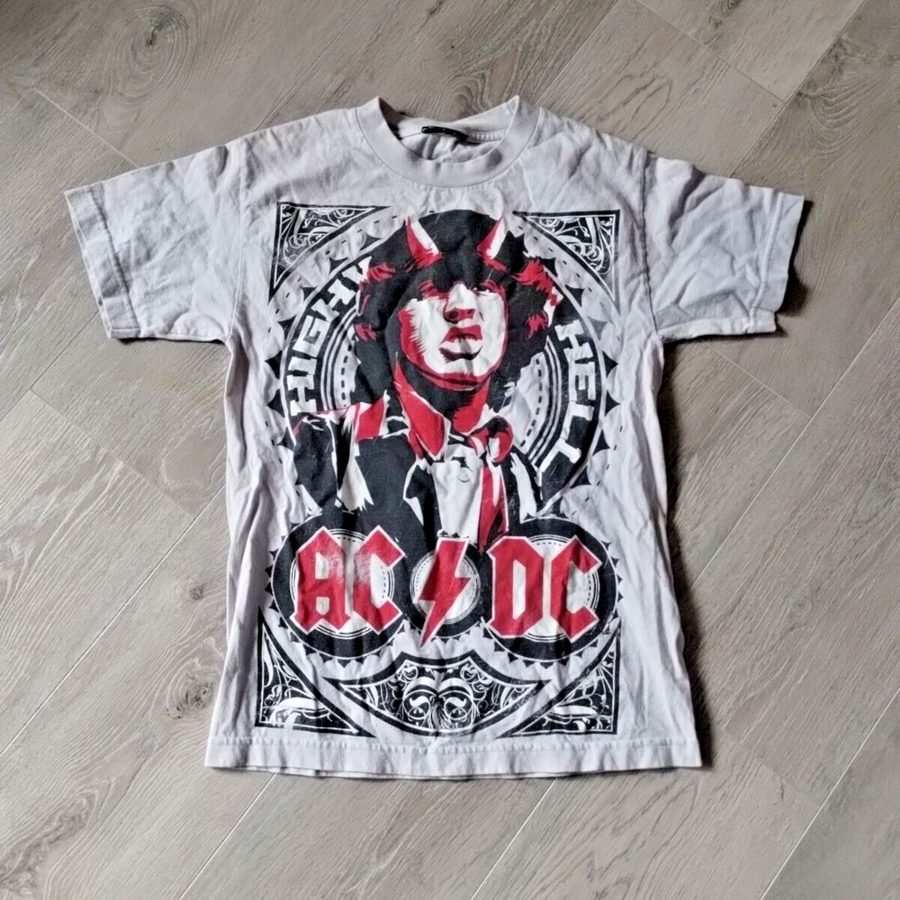 Acdc Shirt Small Angus Young Devil Horns Gray Black R… - Gem